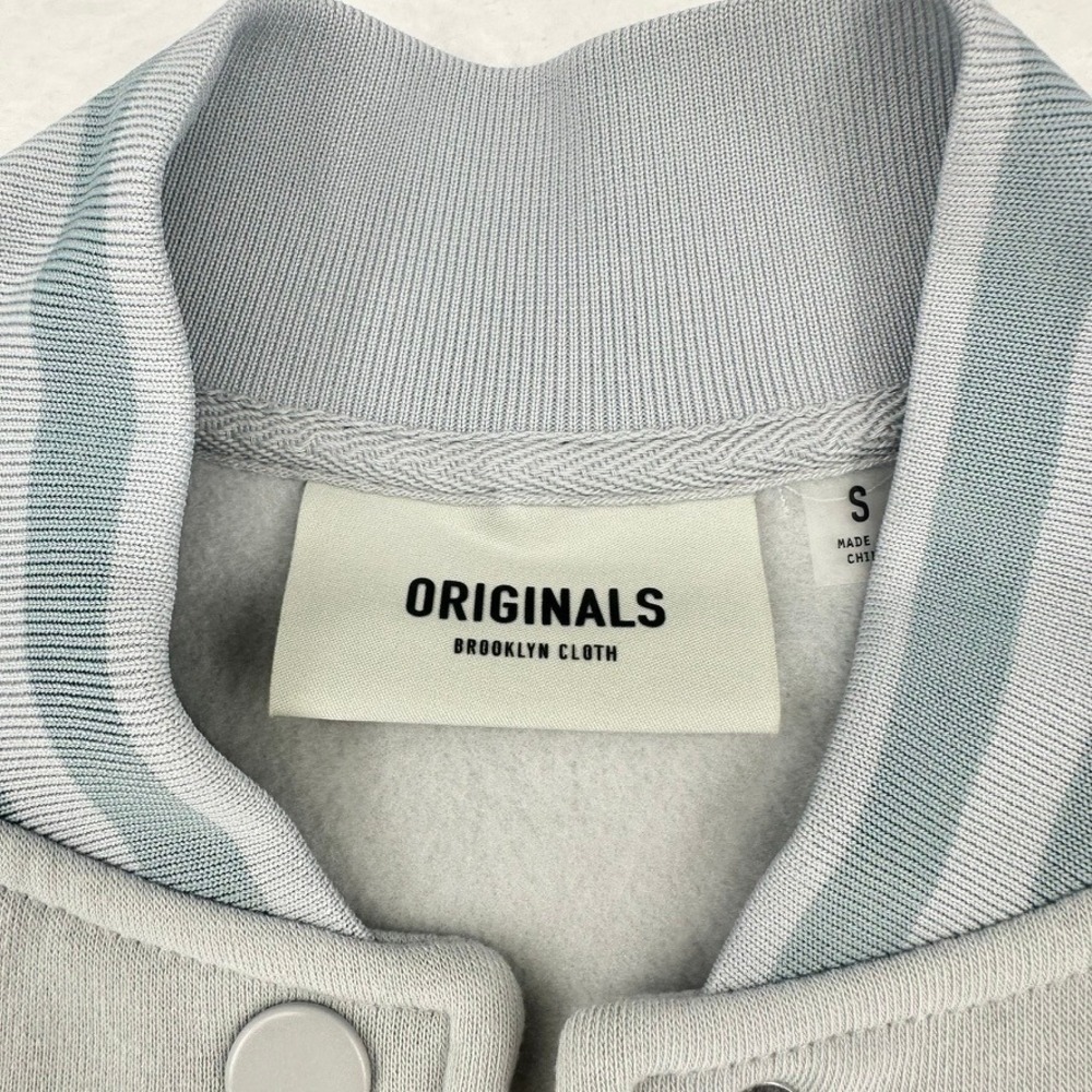 Originals Brooklyn Cloth Varsity Jacket Gray Blue Snap Front Small NWT - Picture 6 of 13